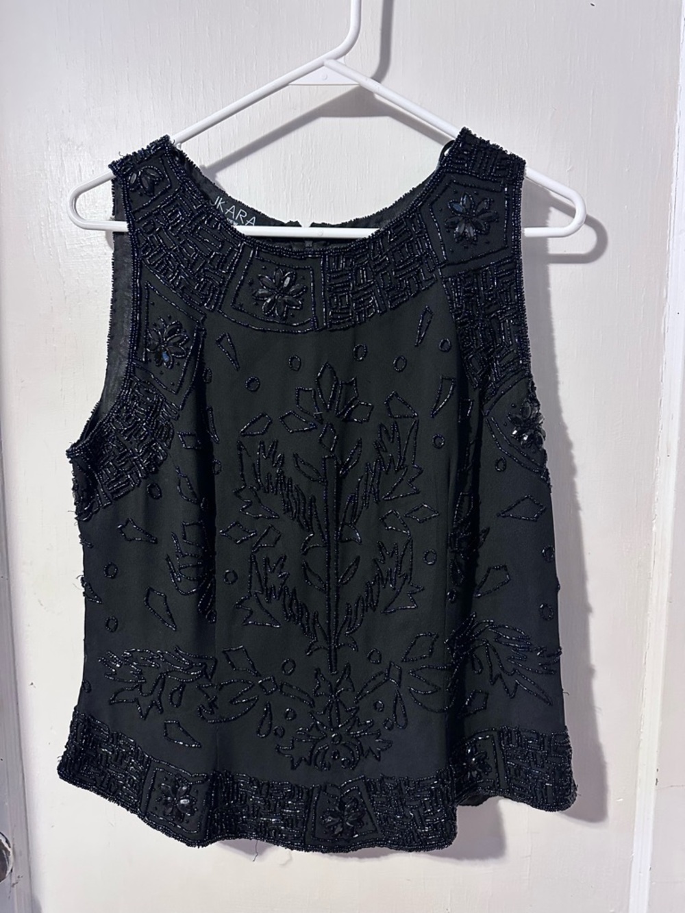 J Kara Black Beaded Sleeveless beaded Evening Top - Picture 4 of 11